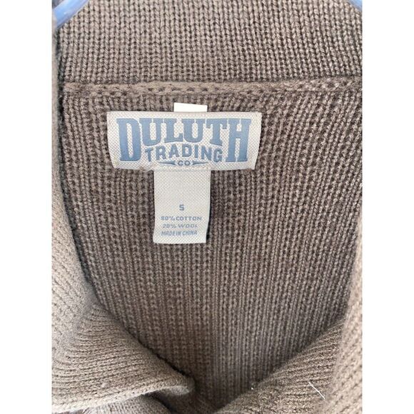 Duluth Trading Brigadier Shawl Collar Rib Knit Sweater Mens Small Olive Green - Picture 4 of 5